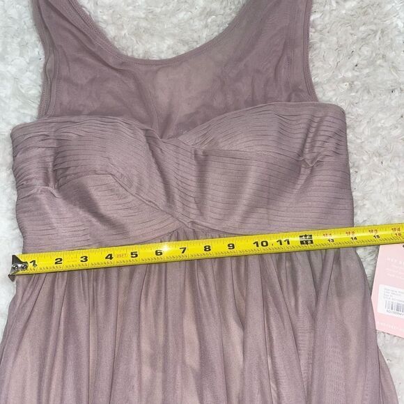 NWT BIRDY GREY Mauve Ryan Sleeveless Empire Waist Pleated sheer Gown M 4… - Picture 11 of 13